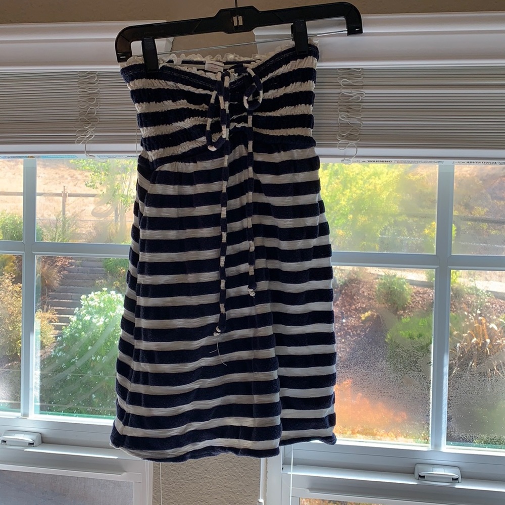 Blue and white tube top dress